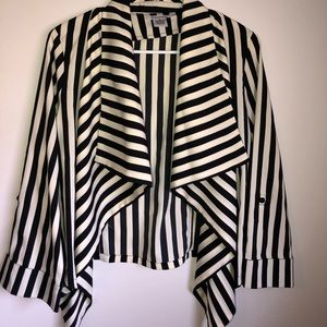 Cream and black striped blazer top